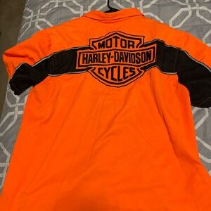 Harley-Davidson Orange and Black Casual Button Down Shirt